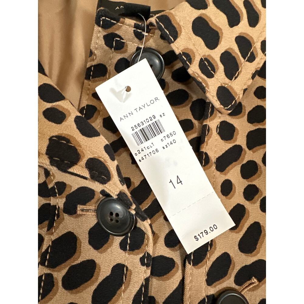 Ann Taylor Leopard Print Belted Jacket NWT Size 14 Tan Black Animal Print - Picture 10 of 14